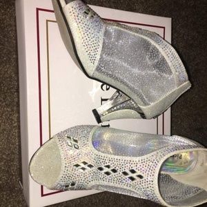 Silver open toed heels